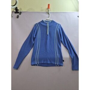 Nike ACG Sweater Womens M (8-10) Blue Thermal Layer 2 Knit Mock Neck Quarter Zip